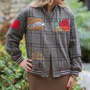 Rodeo Quincy Guts, Grit, & Lipstick Plaid Embroidered Women's Jacket